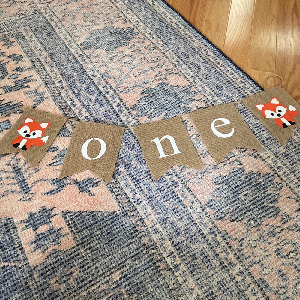 Fox 1st Birthday Banner